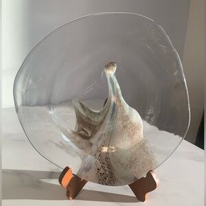 Vintage Hand Blown Glass Plate-Bowl from Richartz Art Collection Brown/Creme